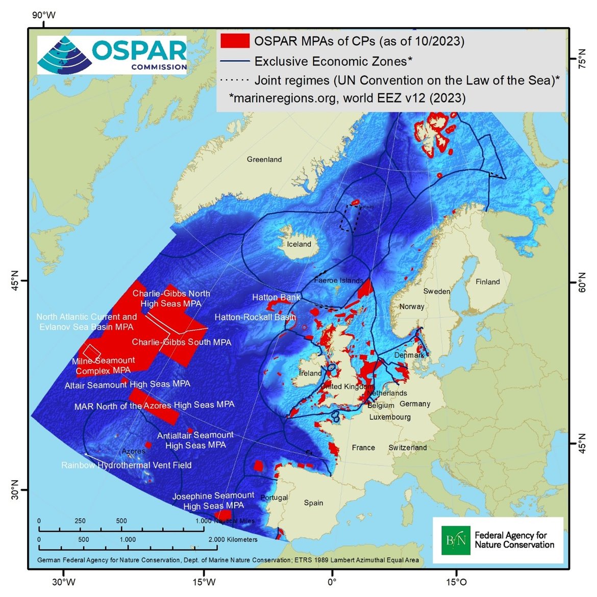 Figure 1: The OSPAR network of MPAs as of 1 October 2023