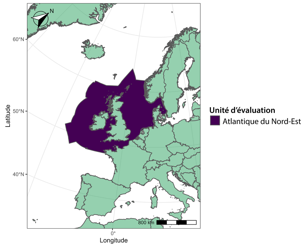 Figure g : Unité d’évaluation pour les dauphins à nez blanc et les dauphins à flancs blancs.