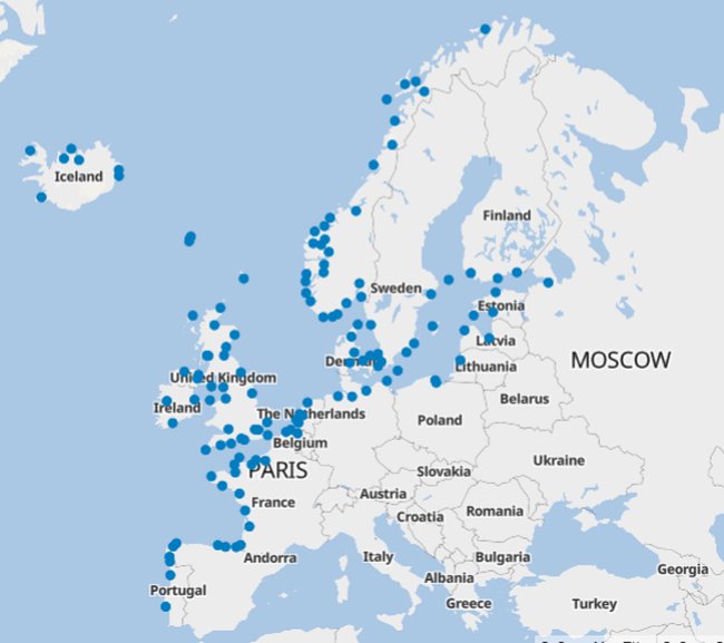 Figure 17: Ports for cruise ships in north-western Europe; Source: Cruise Europe, 2020
