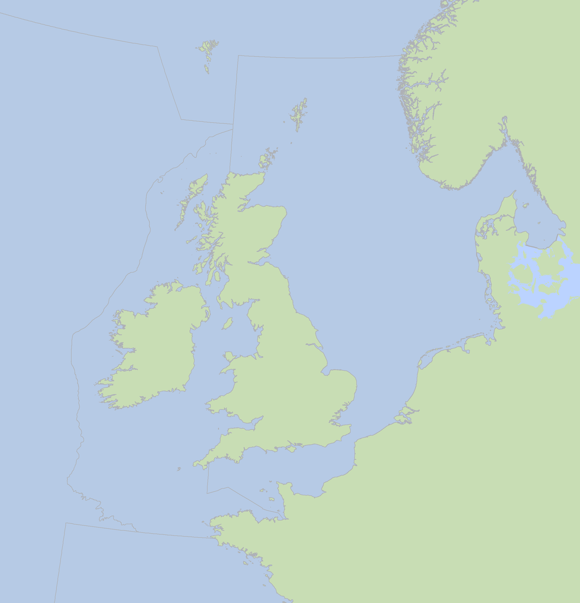 Figure 1.3.2: OSPAR Region II: Greater North Sea and Region III: Celtic Seas