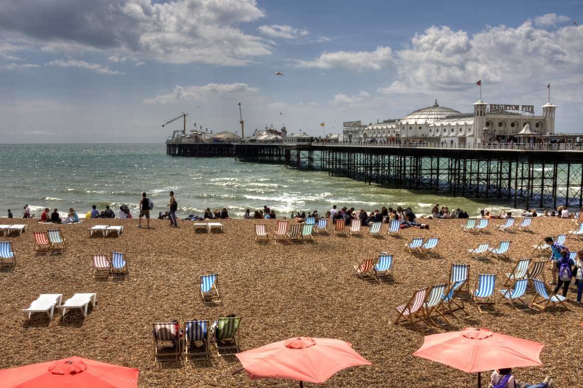 Beach-based tourism in Brighton, United Kingdom. © Anne Roberts