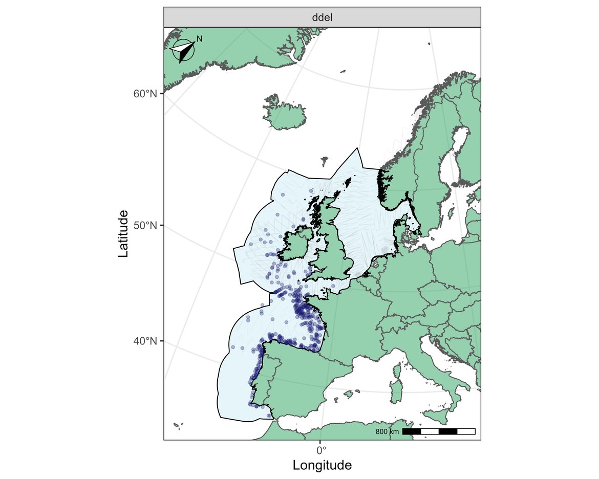 Figure l: Sightings of short-beaked common dolphin in 2016.