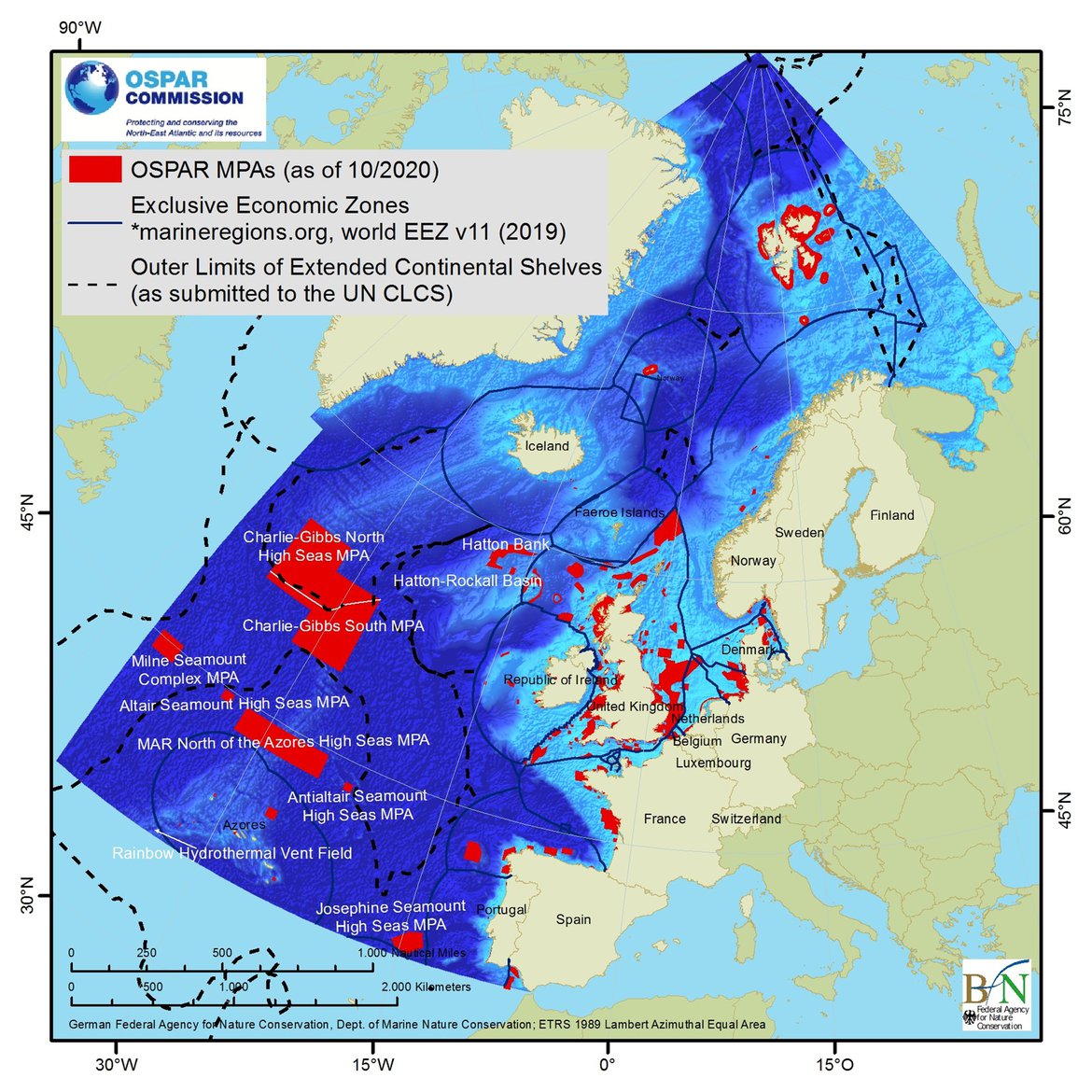Figure 1: The OSPAR network of MPAs as of 1 October 2020.