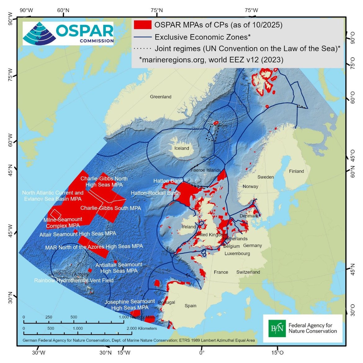 Figure 1: The OSPAR network of MPAs as of 1 October 2025