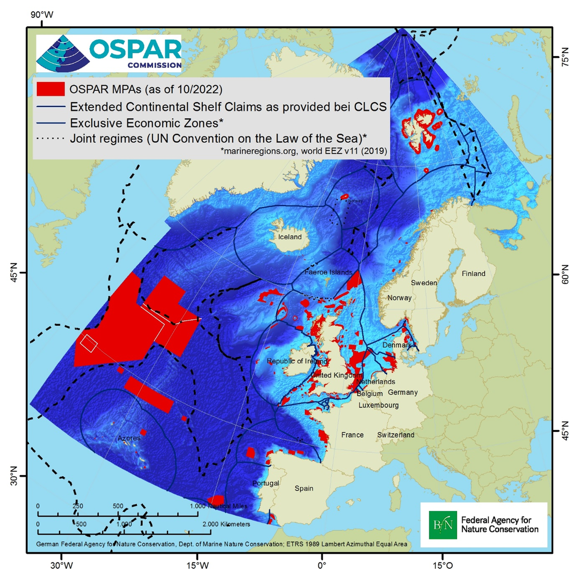 Figure 1: The OSPAR network of MPAs as of 1 October 2022