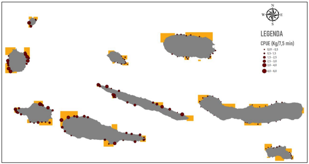 Figure 2: CPUE figures in each sampling site (source: Gomes et al. 2023) Figure 2: CPUE figures in each sampling site (source: Gomes et al. 2023)