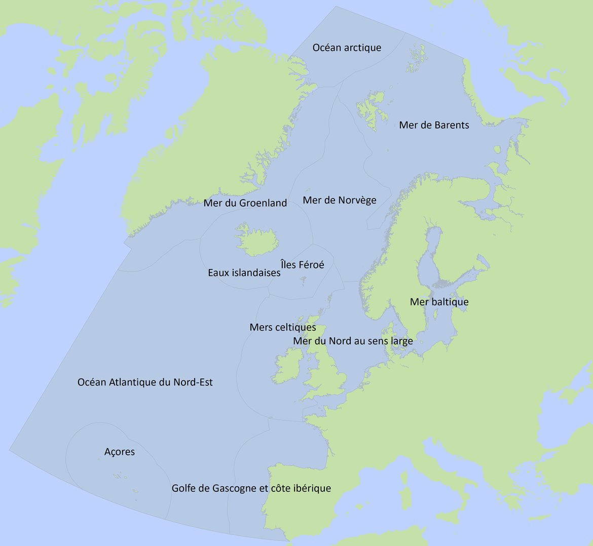 Figure d : Carte des écorégions définies par le CIEM