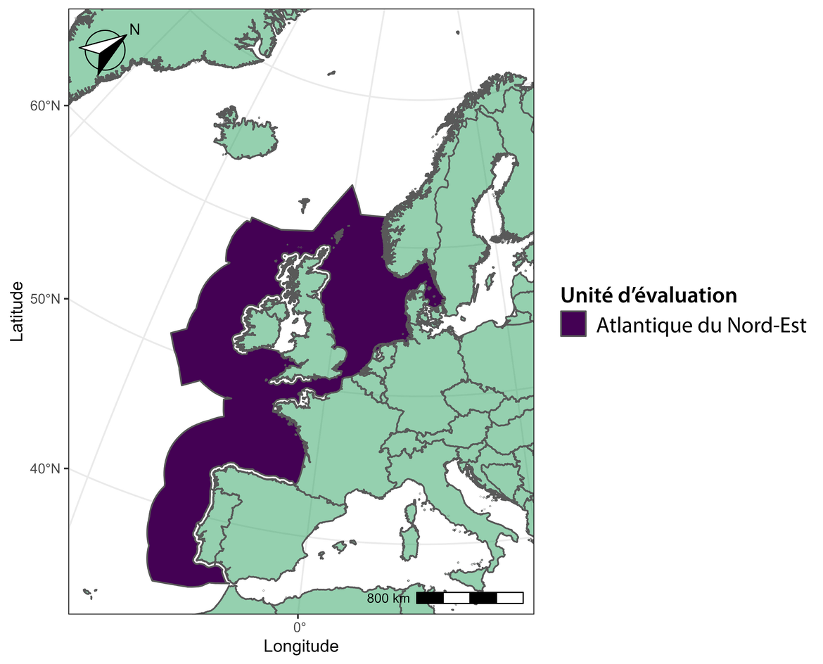 Figure e : Unités d’évaluation pour les grands dauphins du large.