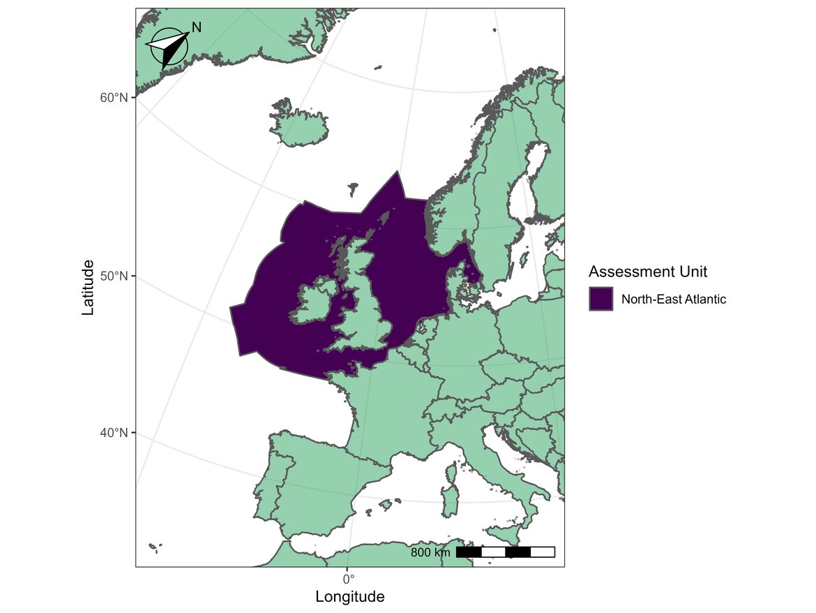 Figure g: Assessment unit for the white-beaked and white-sided dolphins.
