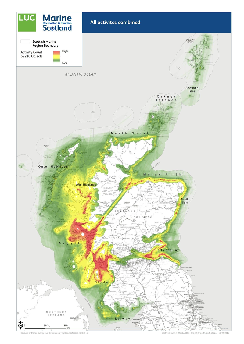 Figure 11:  Recreation Intensity in Scotland; Source: LUC, 2016
