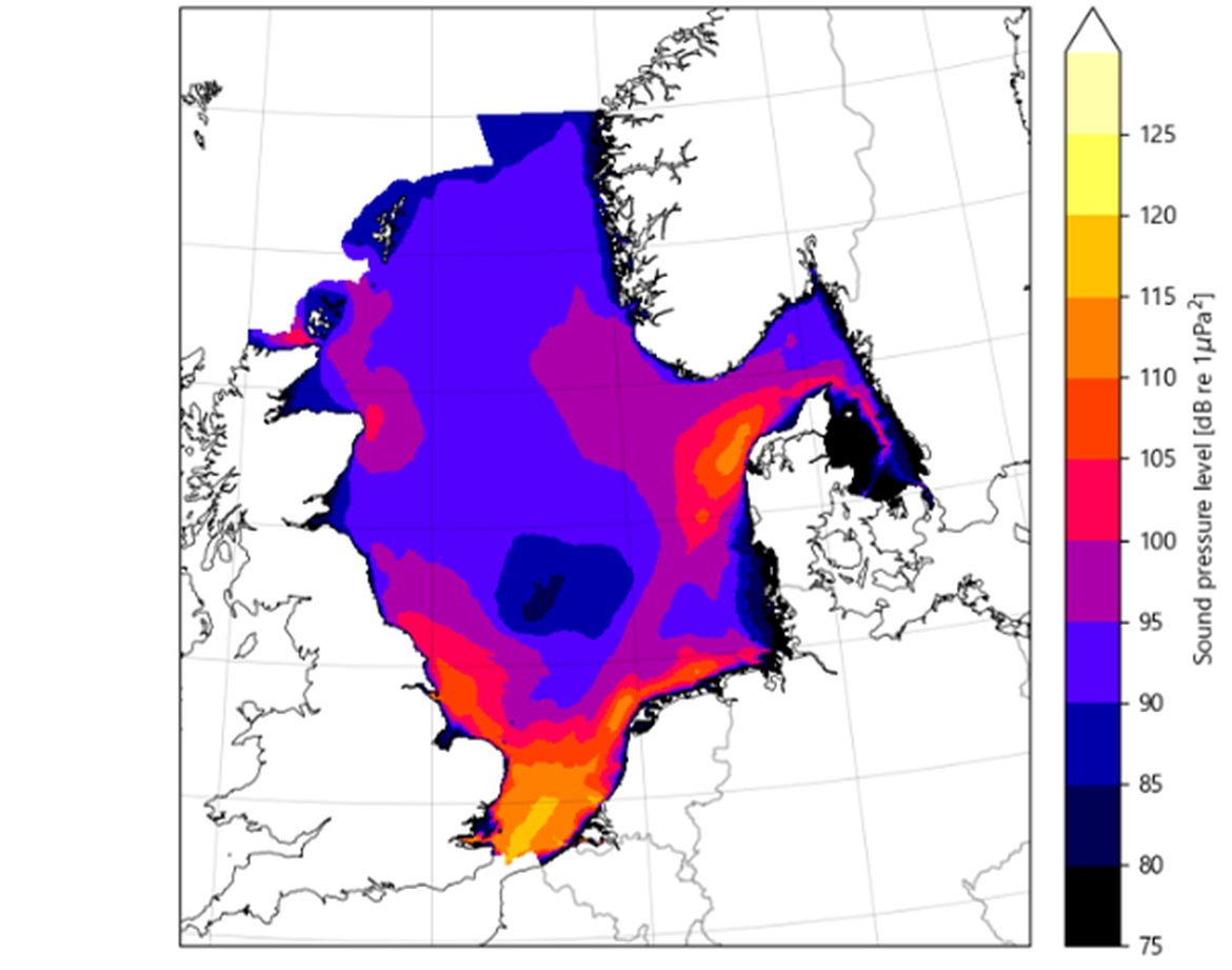 Figure 7.8: median total sound pressure level, 2019, measured in 125 Hz band